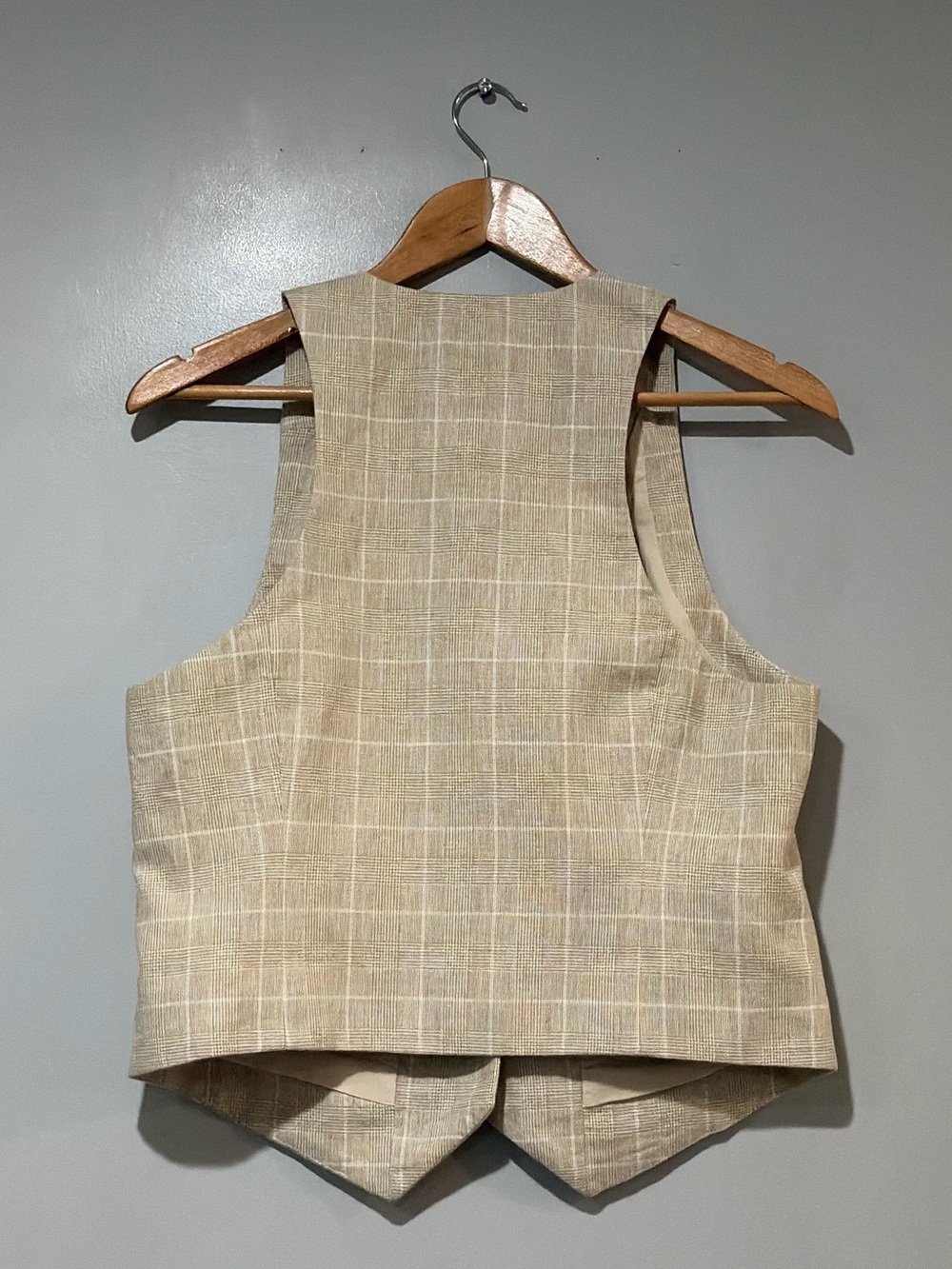 MADEWELL Linen Vest Top Sesame Maeve Glen Plaid Size 8 - Picture 6 of 10